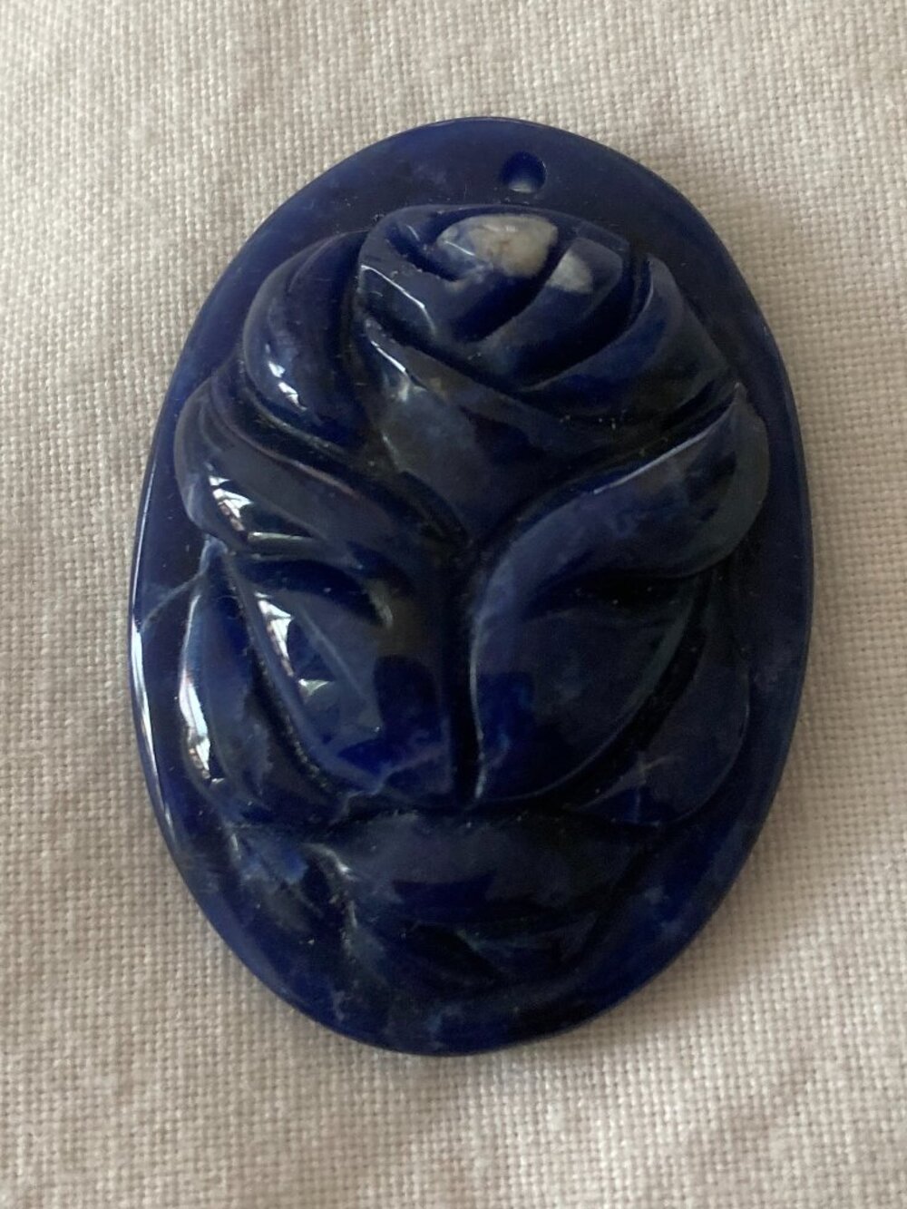 Blue Stone Carved Rose For Pendant